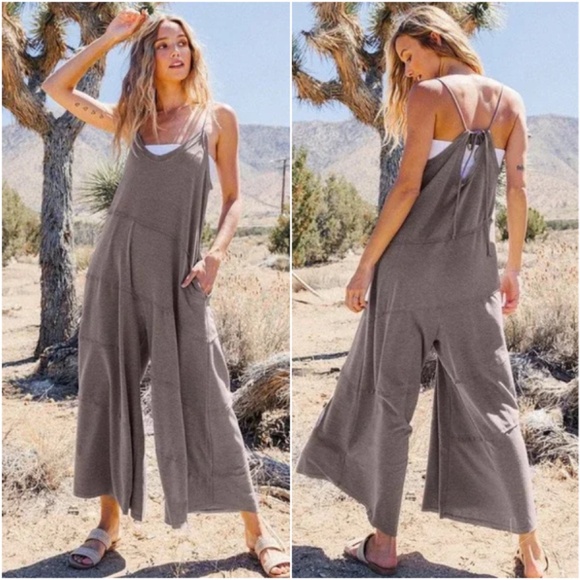 Boho Mocha Brown Wide leg Cami Jumpsuit